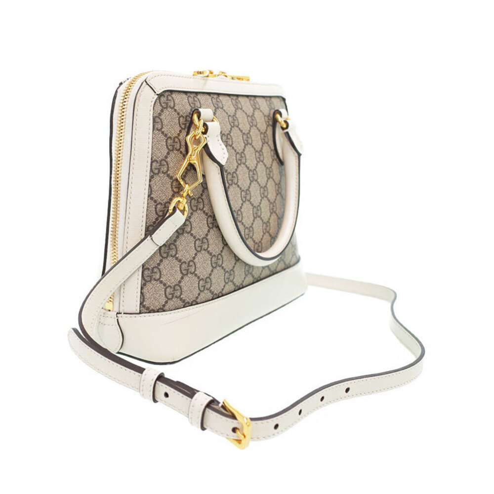 Gucci Handle white GG Top Horsebit canvas Bag Supreme ebony beige 1955